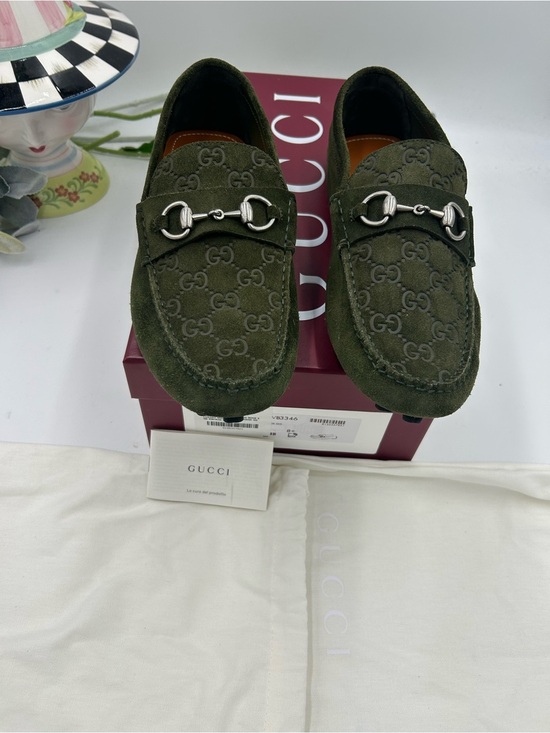 Men\'s Gucci GG embossed suede driver loafers size 8.5 fits 9.5 US made  in Italy main image 10